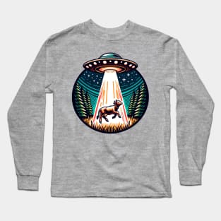 UFO Cow Abduction Forest Long Sleeve T-Shirt